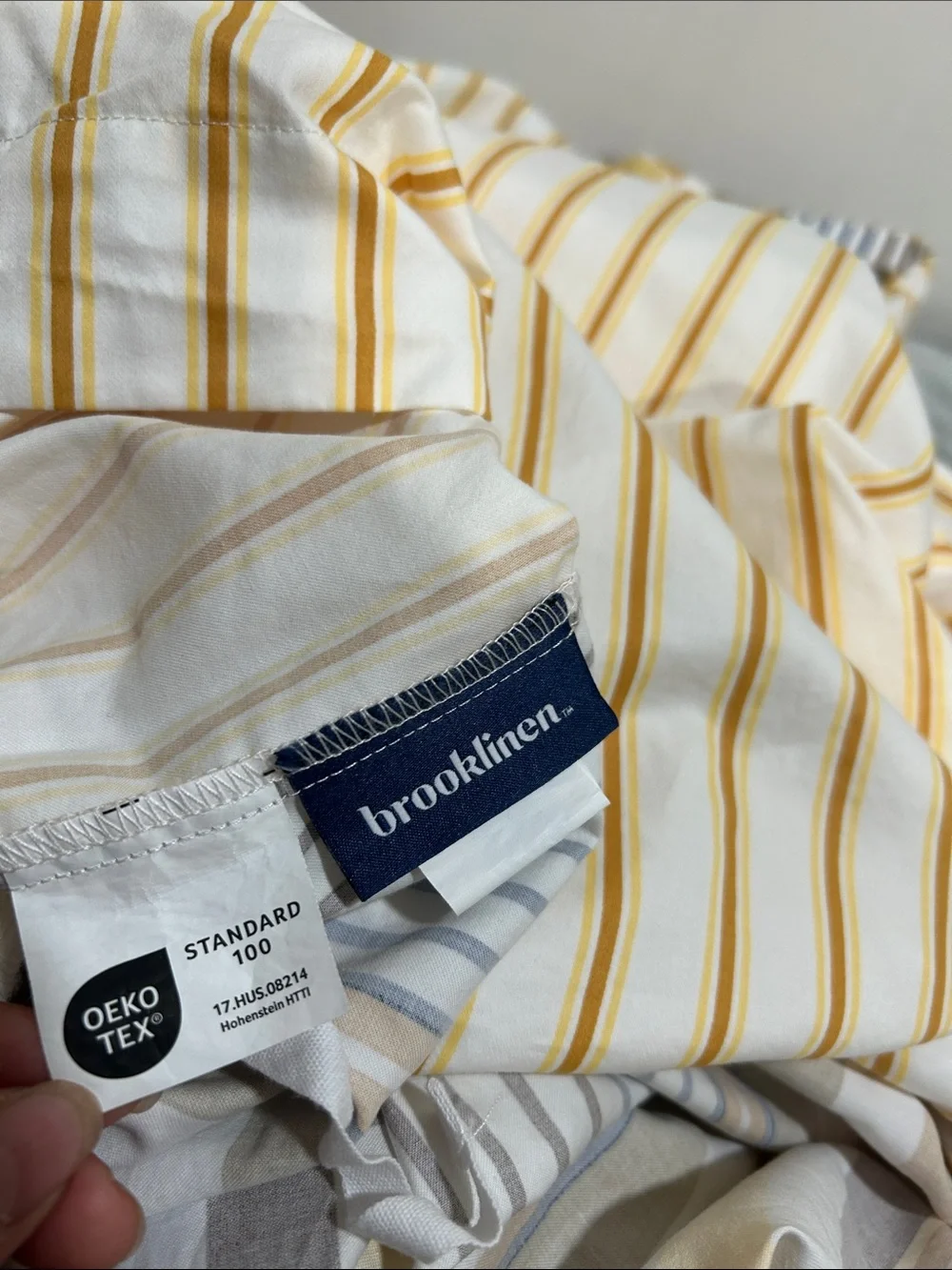 Brooklinen Yellow White Striped Cotton Panel Duvet W/ Two Pillow Set Full/Queen